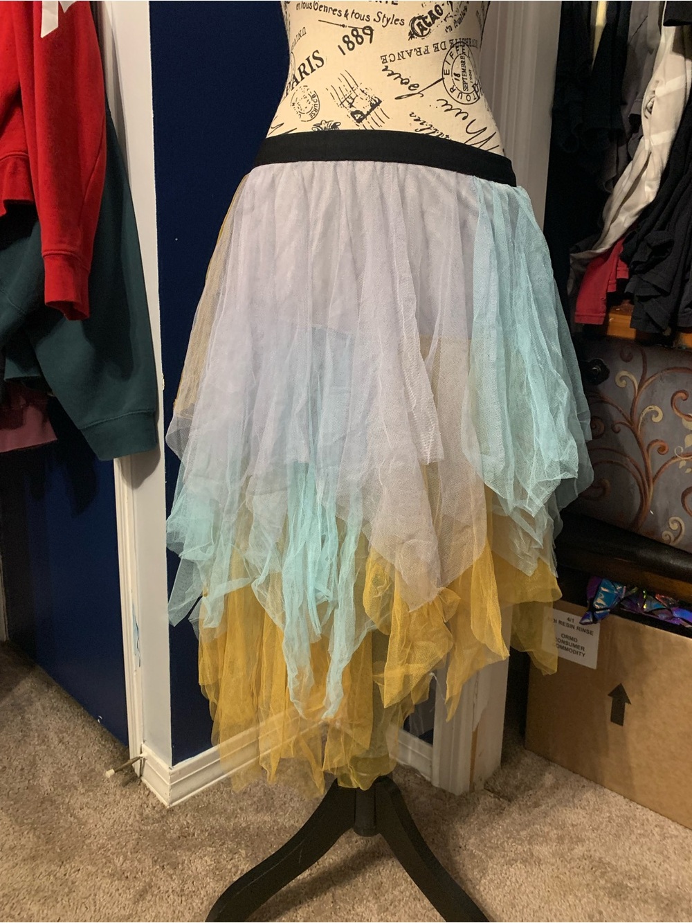 Pastel Colored Tulle Skirt in blue/yellow/grey